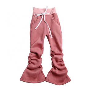 Ensembles de survêtements pour enfants personnalisés, fermeture éclair, capuche épaisse, pantalon évasé superposé pour filles, legging, sweat-shirt, tenue d'hiver pour enfants - Product Image 4