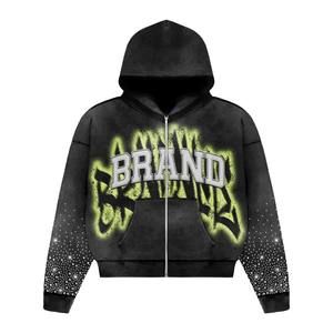 Survêtements deux pièces chauds à capuche pour hommes pour l'hiver avec logo de marque personnalisé conception lourde couleur néon grande taille écologique - Product Image 4