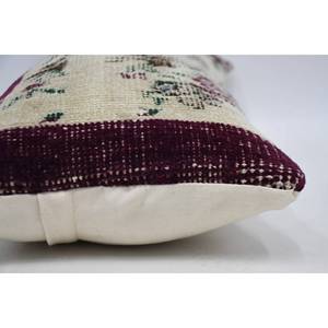 หมอนลายวินเทจผ้าวูลสีเบจผ้าขนแกะสีเบจ12X24นิ้วเทคนิคการเย็บปะติดปะต่อกันแบบองุ่นทอ - Product Image 5