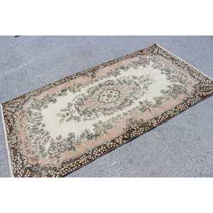 Tapis turc vintage 3,7x7,2 pieds, tapis de sol, tapis patchwork marron - Product Image 2