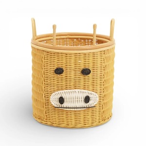 Panier de rangement rond multifonctionnel moderne en rotin naturel Geronimo, respectueux de l'environnement - Product Image 1