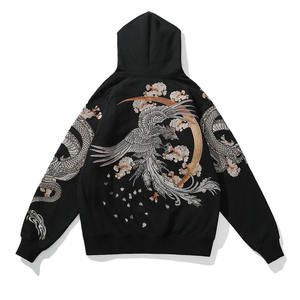 2024 saison d'hiver à la mode coréen Streetwear entièrement brodé sweats à capuche lourds hommes Full Zip surdimensionné sweats à capuche en bas quantité minimale de commande - Product Image 4