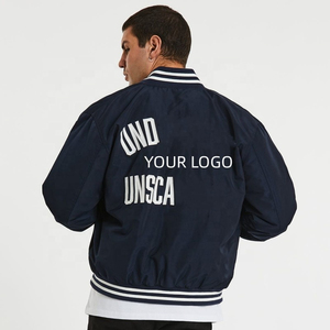 แจ็กเก็ตเบสบอลทีมตัวแทนออกแบบเองขนแกะสีดำพร้อมแขนเสื้อหนังแกะสีขาวสำหรับฤดูหนาว - Product Image 2