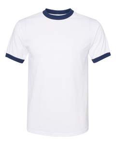 T-shirt homme uni à manches courtes avec col côtelé 100% coton peigné 160 g/m² Logo imprimé personnalisé Blanc Grande taille - Product Image 1