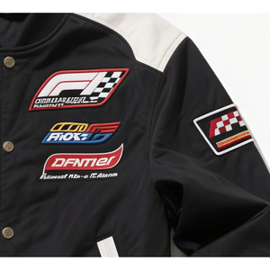 Chaqueta Deportiva Personalizada de Carreras F1, Negra, Ligera y Cortavientos, con Bordado Intenso, Botones Metálicos y Puños Acanalados - Product Image 2