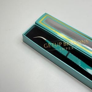 GETUP BROSONS IMPEX Curve Isolation <b>Silver</b> Tip Stainless Steel Acrylic Anti-Magnetic Anti-Static Fine Perfect Eyelash Tweezer - Product Image 2
