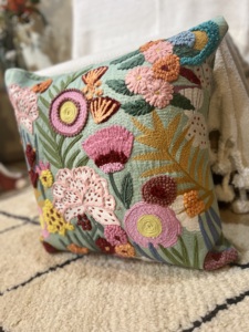 Indian High Quality Handmade18x18 Inches Luxurious Floral Embroidered Boho Tufted Cushion Covers For House Warming Gifts - Product Image 4