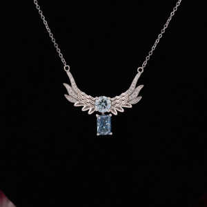 Pendentif personnalisé en forme de hibou bleu rond et radieux en or massif 18 carats utilisé pour toutes les occasions pour les femmes. - Product Image 2