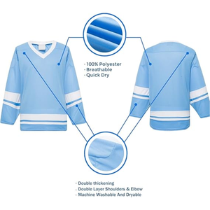 Camisetas de Hockey Sublimadas Personalizadas de Primera Calidad, Uniformes de Hockey sobre Hielo Unisex con Cordones, Transpirables y de Secado Rápido - Product Image 3