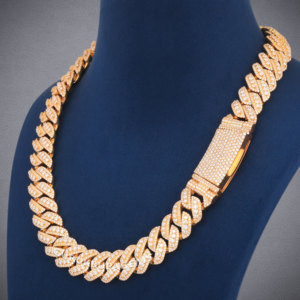 สร้อยคอโซ่เชื่อมโยงเพชรสวิส14มม. VVS Moissanite สร้อยเงิน925ทรงกลมตัดน้ำแข็งตามสั่งสำหรับผู้ชายคุณภาพสูง - Product Image 6