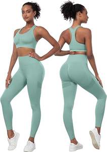 Sujetador deportivo de alto impacto ecológico para mujer, pantalones cortos transpirables para gimnasio, mallas sólidas para levantar glúteos, conjunto de entrenamiento de 3 piezas, cinturón frontal - Product Image 3