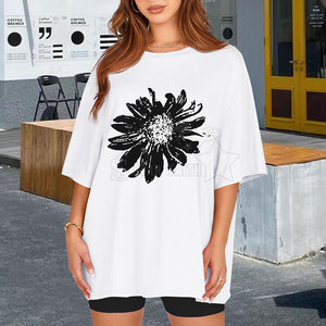 Camiseta holgada de lona de gran tamaño para mujer con logotipo personalizado, camiseta informal moderna ligera transpirable - Product Image 2