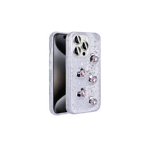 Funda Protectora de Silicona TPU con Diseño de Corazón Brillante Blanco de Lujo para iPhone 15 Pro Max, Funda de Teléfono con Dibujos Animados - Product Image 1
