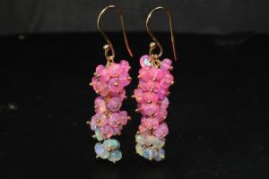 Pendientes de Plata de Ley 925 hechos a mano con cuentas de ópalo Rosa natural, joyería de piedra natal para mujer para boda y fiesta - Product Image 4