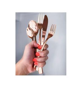 Couverts modernes en métal en acier inoxydable avec poignée géométrique pour une décoration de table à manger élégante - Product Image 1