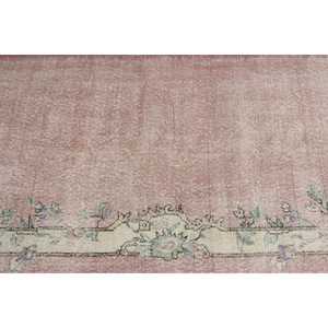 พรมวินเทจสไตล์ตุรกี ขนาด 2.9x5.3 ฟุต ลายทางสีชมพู ทำจากขนสัตว์ - Product Image 5