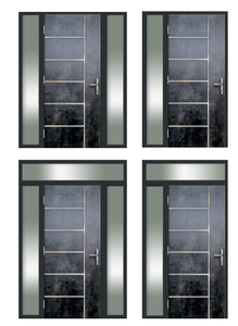 Ligne de béton moderne |   Porte en PVC grise industrielle horizontale avec panneau latéral en verre pour usage scolaire extérieur - Product Image 4