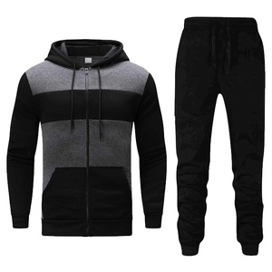 Men's Winter <b>Fleece</b> <b>Hoodie</b> Jogger Set Zipper Tracksuit with DTF DTG Screen and Digital Printing Sublimation in Solid Color - Product Image 3