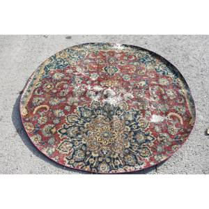 Alfombra clásica turca de área grande, diseño de retazos rojo y azul tradicional, látex de lana, alfombra rectangular Kilim de 5,6x5,6 pies, 10mm - Product Image 3