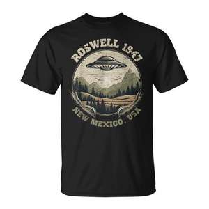 T-shirt vintage Roswell 1947 OVNI Chasseur d'extraterrestres, vêtements promotionnels sur le thème de l'abduction au Nouveau-Mexique - Product Image 1