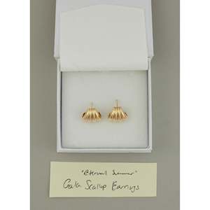 Gaia 18K Gold Scallop Stud <b>Earrings</b> Diamond Sapphire Rhodium Plated Cute Style for Engagement Wedding Anniversary Party Gift - Product Image 3