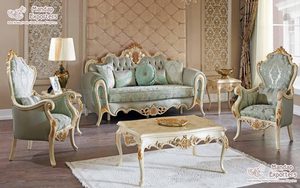 Royal Maharaja <b>7</b>-<b>Seater</b> Italian Baroque Gold Teak Wood Living Room Furniture Set French Style <b>Sofa</b> for Home Use - Product Image 6