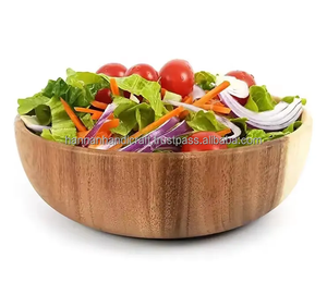 Bol à salade et à pâte en bois rustique fait à la main, toutes tailles, vaisselle et articles de table jetables pour les fêtes, bol décoratif en bois - Product Image 2