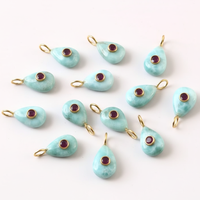 Pendentif en pierre précieuse ovale en larimar naturel, fait à la main, argent sterling 925 plaqué or, incrustation de charme, pendentif pour femmes, prix de gros