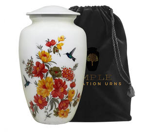 Urne funéraire blanche pour adulte, thème colibri, 10 pouces, style européen/américain, écologique, 220 pouces cubes - Product Image 2