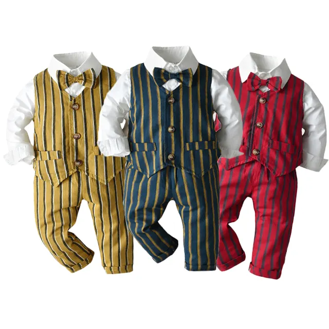 Gentlemen Baby-Jungen-Westeanzug Kinder-Jungenbekleidungsset Hosenhänger-Anzug Kleinkindkleidung Hochzeitsfeier Bekleidung für Kinder Junge 6 7 Y