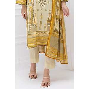 ชุดสูทผ้าลอน 3 ชิ้น สีมัสตาร์ดสำหรับผู้หญิง (แบบยังไม่เย็บติดกัน) - Product Image 3