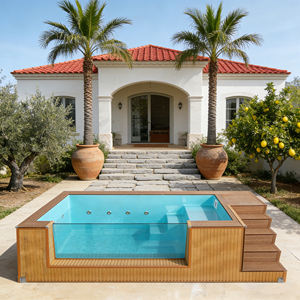 WPC Deck Plunge Spa Family Outdoor <b>Garden</b> Fiberglass Swimming <b>Pool</b> with Acrylic Window Above Ground Piscina Swimming <b>Pool</b> - Product Image 5