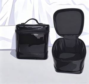 High quality luxury GPB black limited edition handheld <b>makeup</b> <b>box</b>, patent leather glossy cosmetics <b>storage</b> <b>box</b> - Product Image 4