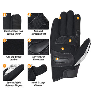 Guantes de carreras para motocicleta, guantes de moto de dedo completo con pantalla táctil de verano, guantes protectores anticaída para moto, guantes antideslizantes para montar - Product Image 5