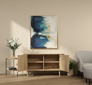 Stylish 4-Door solid wood <b>cabinet</b> modern bold design natural mango for living room - Product Image 5