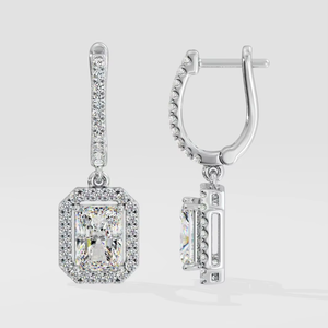 Boucles d'oreilles pendantes en argent sterling serties de diamants en moissanite certifiés SGL, taille radiant, 5,40 carats - Bijoux tendance pour femmes, idéal pour un cadeau - Product Image 1
