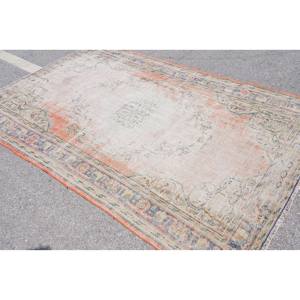 พรมขนสัตว์สีเบจสีส้มลายดอกไม้แนววินเทจขนาด5.9x8.8ฟุตผ้าต่อสี่เหลี่ยมผืนผ้าดีไซน์โถงทางเดินสำหรับวัยรุ่นที่อาศัยอยู่เทคนิคการทอผ้ายางพารา - Product Image 3