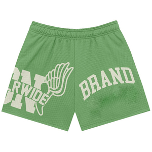 Premium 140 GSM Polyester <b>Mesh</b> Women Shorts Breathable Green White Graphic Print Custom <b>Screen</b> Print Logo women's shorts - Product Image 1