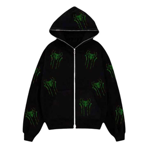 เสื้อฮู้ดหินคริสตัลไรน์สโตนประกายระยิบระยับสำหรับผู้ชายเสื้อมีฮู้ดระบายอากาศได้ซิปด้านบนของผู้ชายซิปเต็มเราเสื้อฮู้ดเทอร์มอล100% ผ้าฝ้าย - Product Image 4