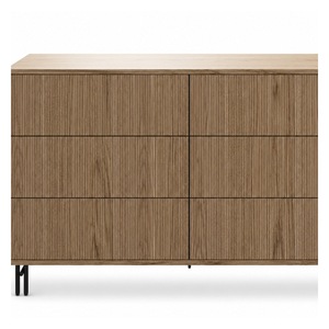 Armario Moderno de Madera Maciza con Seis Cajones y Patas Metálicas para Dormitorio y Sala de Estar - Product Image 3