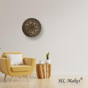 Decoración de pared de madera con Mandala, Color blanco, rojo y marrón - Product Image 4