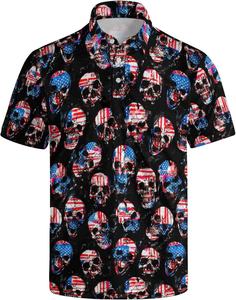 Polos sublimados para hombres Polos que absorben la humedad Camisas patrióticas para hombres - Product Image 1