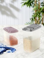 Afossa Contenant alimentaire rectangulaire moderne en plastique PP de 1,2 L avec couvercle hermétique à clapet pour stockage à sec, céréales et collations, avec bec verseur facile