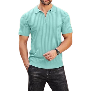 Camisas de Golf con cremallera personalizadas de alta calidad para hombre, manga corta, cuello transpirable, cuello bordado, antiarrugas, informales para polos - Product Image 3