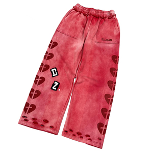 Pantalon de jogging en molleton de toile délavée style streetwear personnalisé 2026 pour homme – Coupe ample, jambe droite, effet délavé à l'acide - Product Image 2
