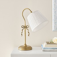 Lampe de travail vintage en or avec oeillet plissé et abat-jour réglable pour bureau, chevet ou coiffeuse