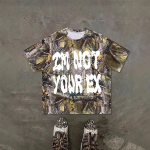 Camiseta de Manga Corta con Cuello Redondo, Estilo Casual, Camuflaje Gráfico, Corte Cuadrado Holgado, Personalizada para Hombre - Product Image 2