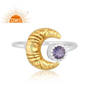 Anillo ajustable de piedras preciosas de iolita Natural de plata esterlina de último diseño, fabricante de joyería personalizada - Product Image 2