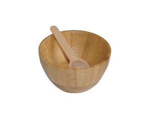 Cuenco decorativo de madera con cuchara para el hogar y el Hotel, vajilla moderna para fruta, sopa, ensalada, Color marrón - Product Image 1