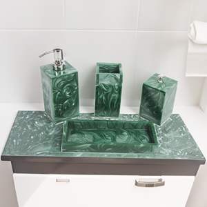 Luxury Four-piece Bathroom Accessory Set Customized Size Resin Tray <b>Soap</b> <b>Holder</b> Premium Quality Newly Designed Items Zehra - Product Image 1